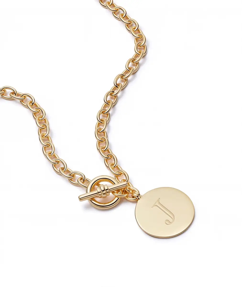 Engravable Medallion Necklace 18ct Gold Plate | Daisy London Jewellery