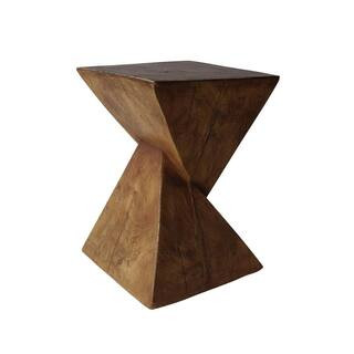 Atlas Natural Brown Lightweight Concrete Outdoor Patio Accent Table | The Home Depot