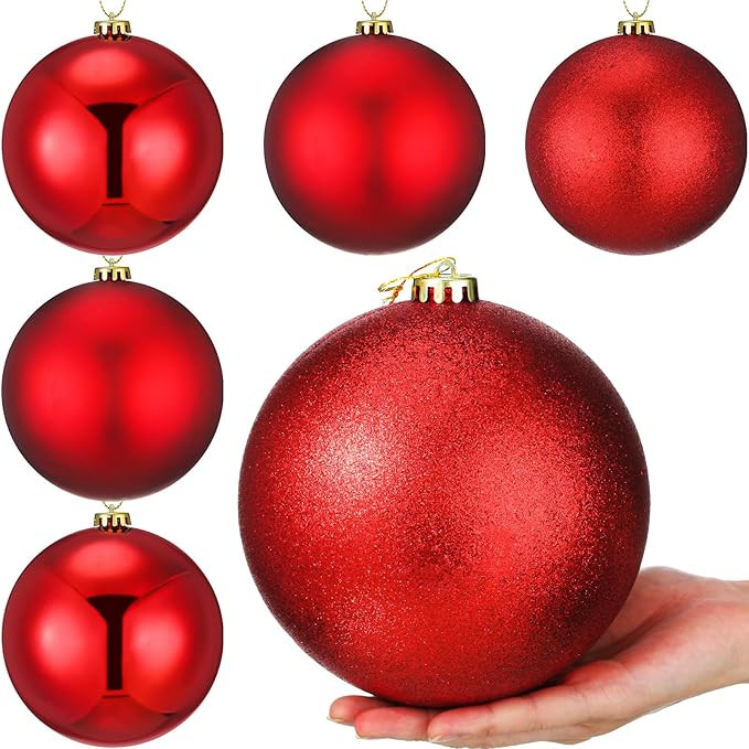 Wettarn 6 Pieces Large 6" Christmas Balls Christmas Tree Decoration Ornaments Shatterproof Balls ... | Amazon (US)