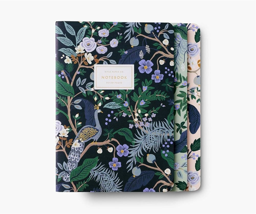 RIFLE PAPER CO. Peacock Stitched Notebook Set, Assorted Set Of 3 Colorful Notebooks, 64 Ruled Pag... | Amazon (US)