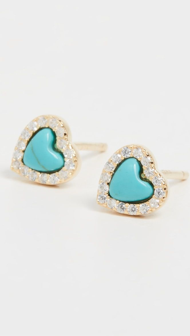 Turquoise Mini Heart Stud Earrings | Shopbop