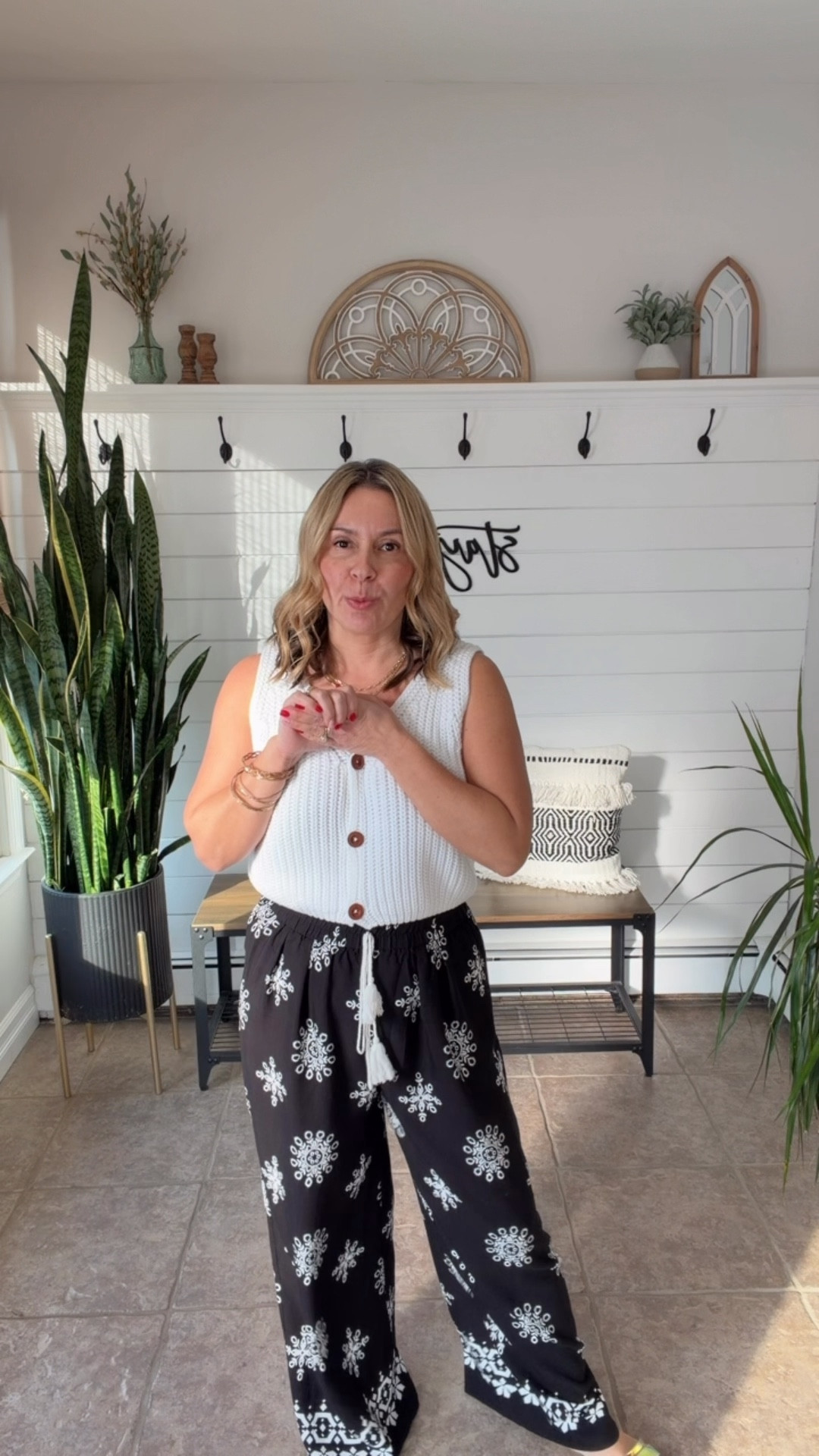 Spring outfits 2026 I’m wearing a medium in the palazzo pants and cropped sweater. Vacation outfits beach, summer outfits 

#LTKOver40 #LTKSeasonal #LTKTravel