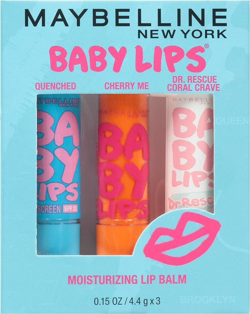 Maybelline New York Baby Lips Moisturizing Lip Balm 3-pack, Lip Care Essentials, 3 Shades | Amazon (US)