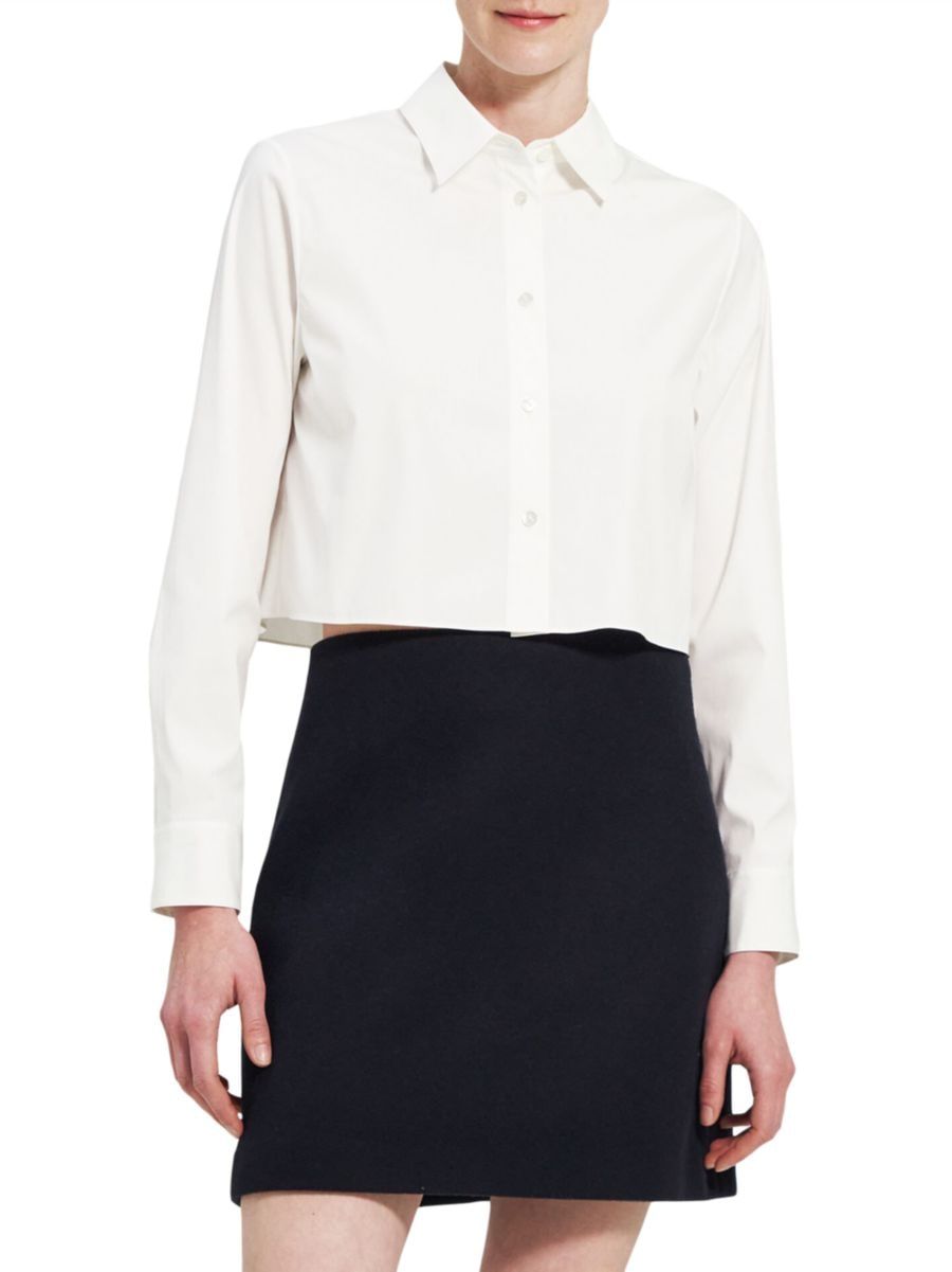 Cotton-Blend Crop Shirt | Saks Fifth Avenue
