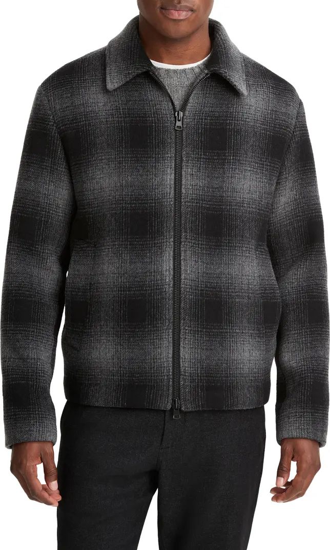 Plaid Wool Blend Zip-Up Shirt Jacket | Nordstrom