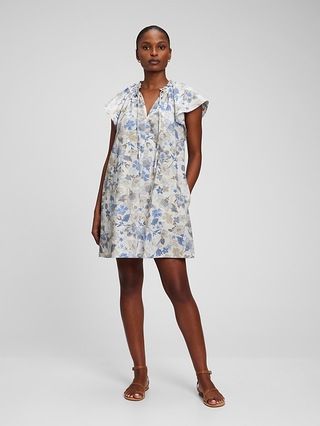 Printed Tie-Front Flutter Sleeve Mini Dress | Gap (US)