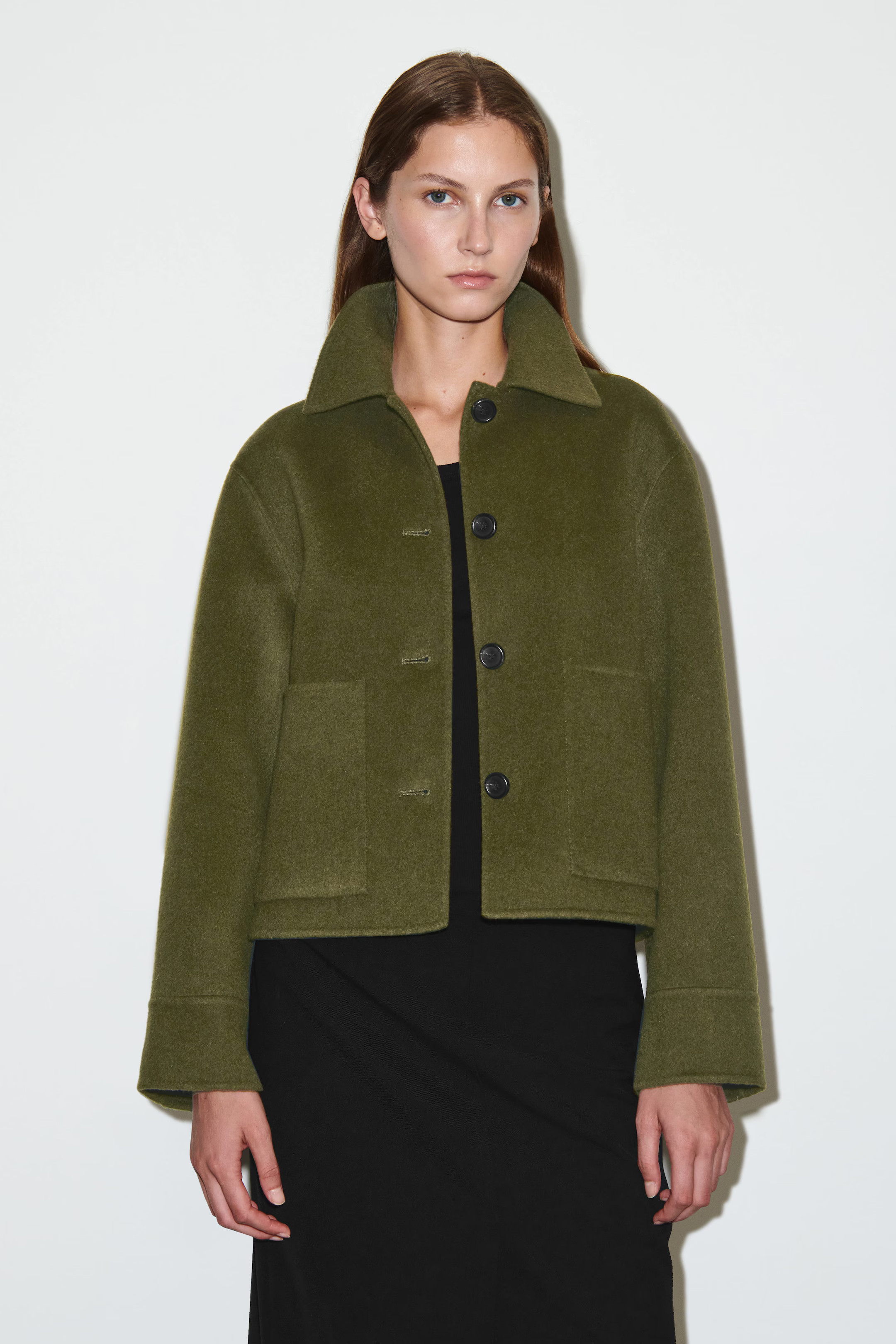 BOXY DOUBLE-FACED WOOL JACKET - KHAKI | COS | COS UK