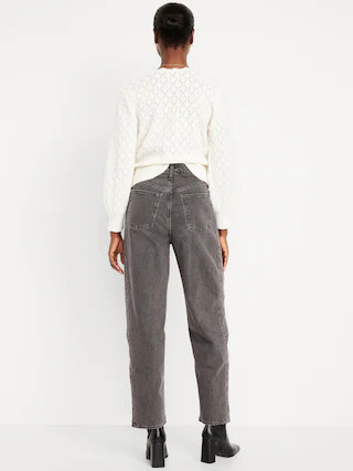 High-Waisted Barrel Ankle Jeans | Old Navy (CA)