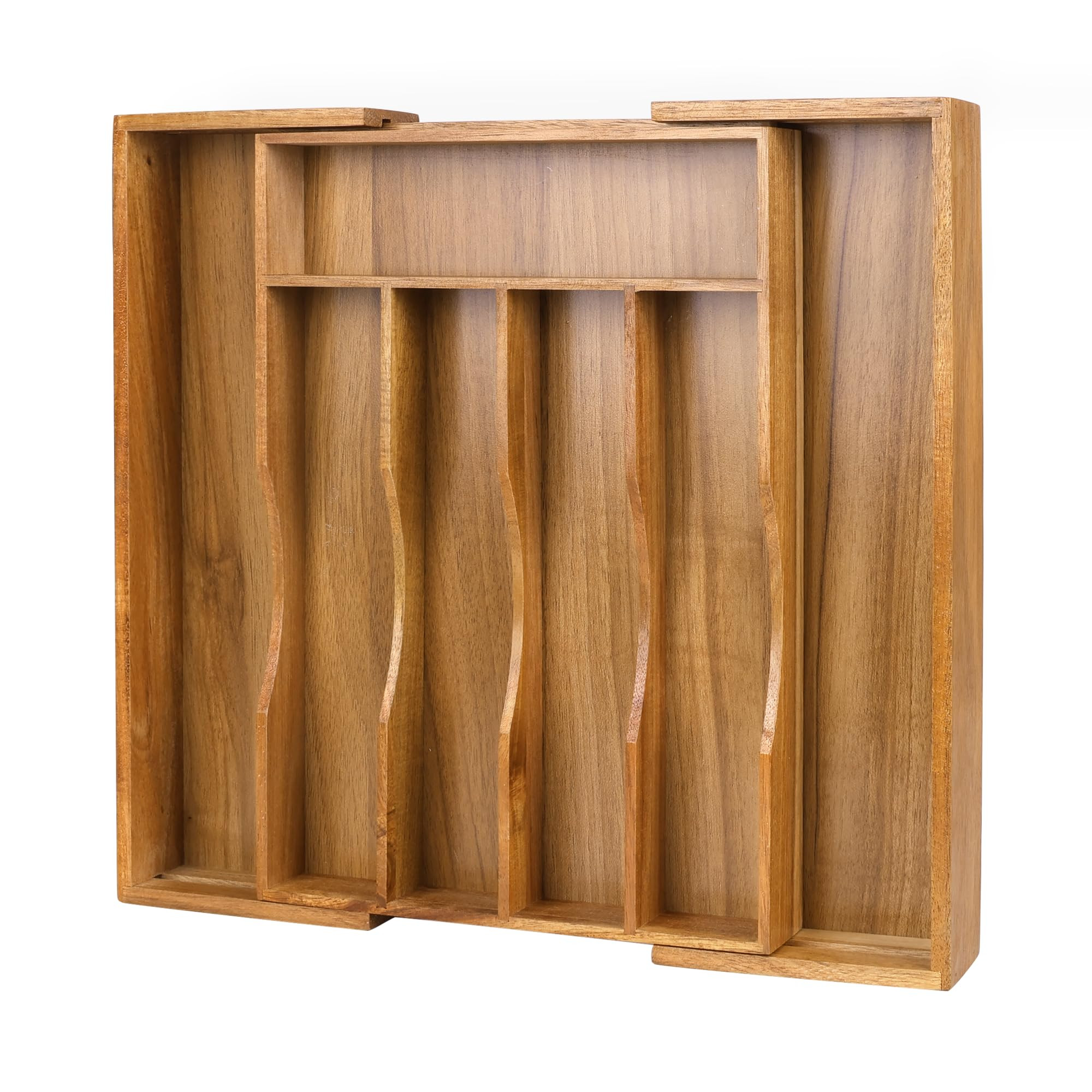 Expandable Acacia Kitchen Drawer Organizer for Cutlery and Utensils, Adjustable Acacia Wood Cutle... | Amazon (US)