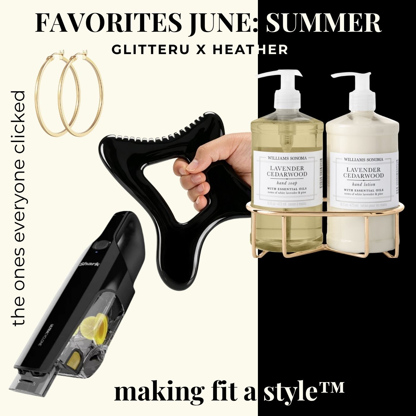 JUNE: THE ONES YOU'VE LOVED SO FAR

The little things that have quietly won June.

✨ the new Shark hand vac
✨ the lightweight gold hoops I wear on repeat
✨ the kitchen soap that smells ridiculously good (plus the gold stand)
✨ the lymph drainage tool that's become part of my routine

That's it. The current favorites.

#LTKdayinmylife #LTKgrwm #LTKmorningroutine