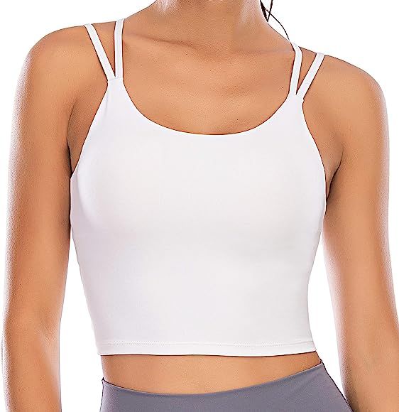 Vorcy Womens Padded Sports Bra Fitness Workout Running Camisole Crop Top with Built in Bra | Amazon (US)
