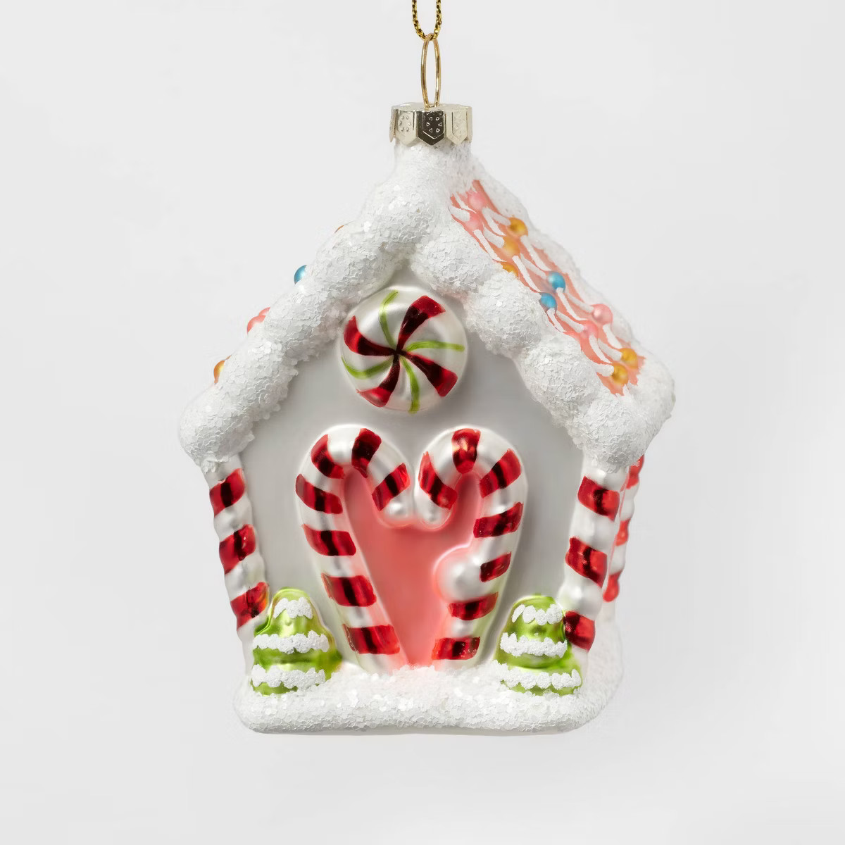 Glass Gingerbread House Christmas Tree Ornament White - Wondershop™: Candy Cane Door, Festive D... | Target
