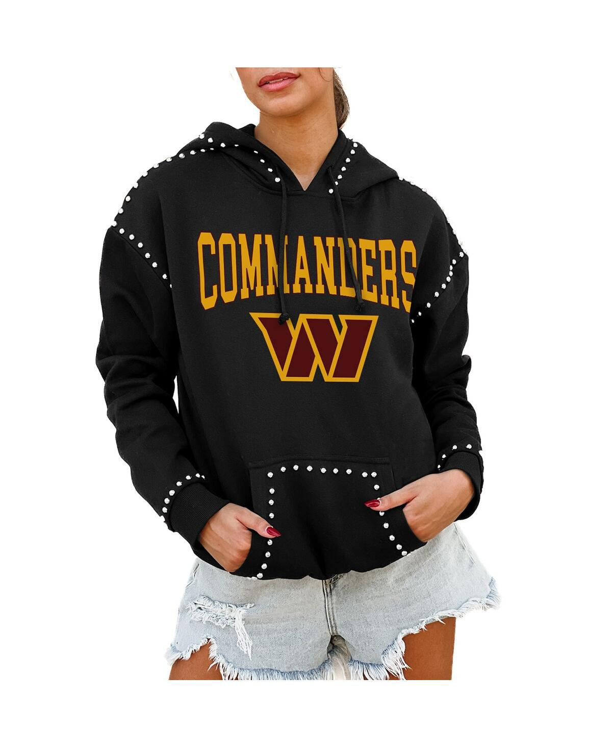 Gameday Couture Women's Black Washington Commanders Catch the Vibe Studded Pullover Hoodie - Black | Macy's