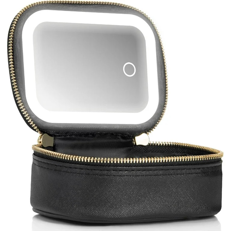 Small Makeup Bag Travel Train Case with Mirror and Light Mini Travel Make up for Women Train Case... | Walmart (US)