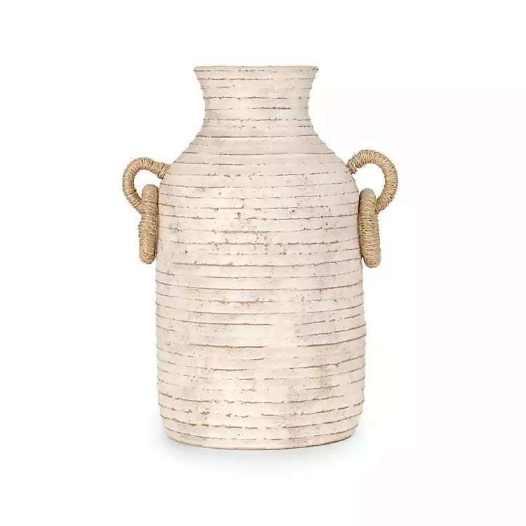 New! Glito Cream Clay Vase with Handles | Kirklands