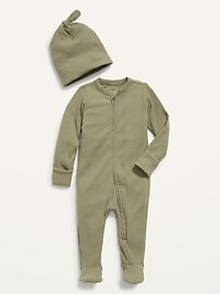 Footed Sleep & Play Rib-Knit One-Piece & Beanie Layette Set for Baby | Old Navy (US)
