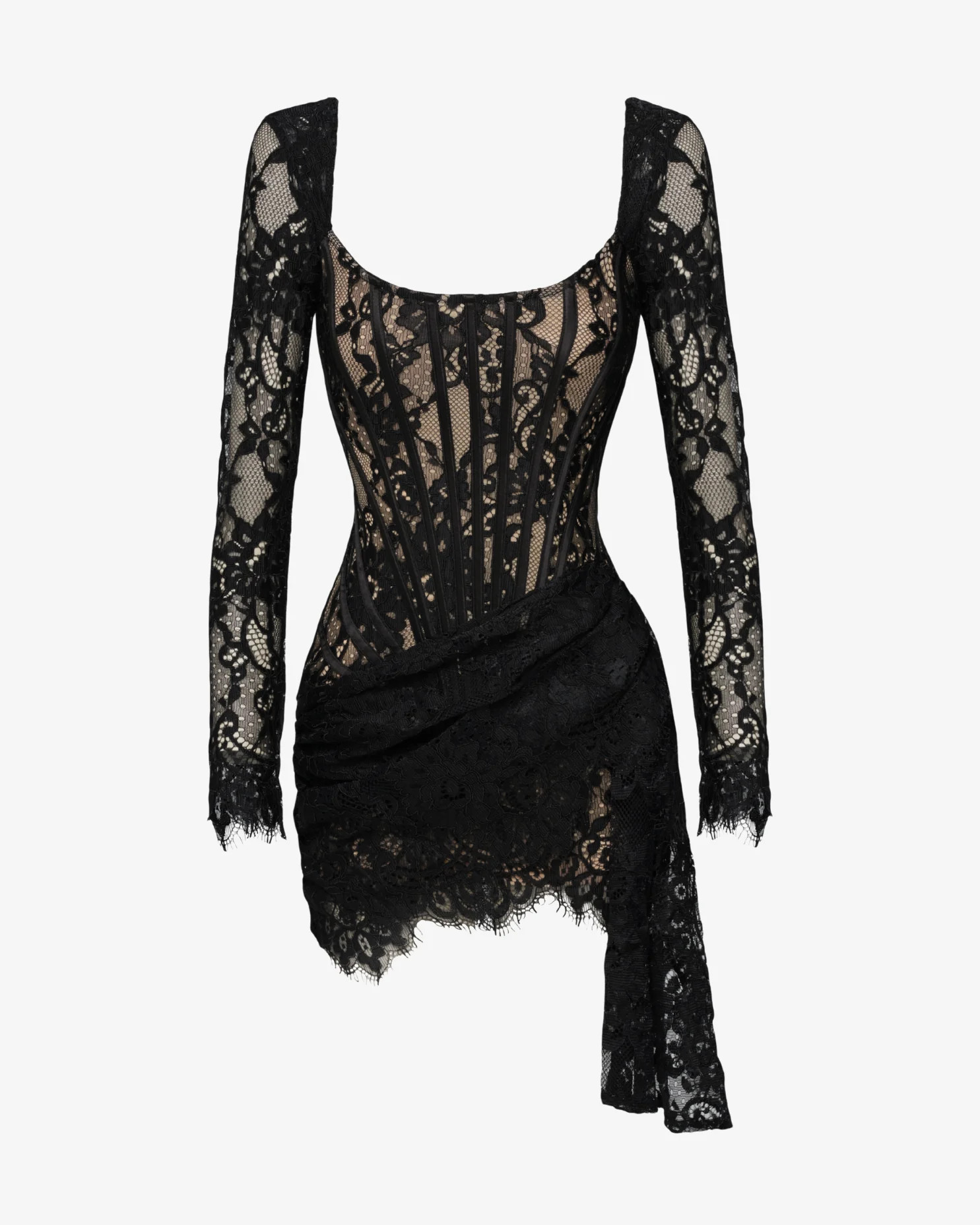 The lace corset long sleeve mini dress | Heiress Beverly Hills