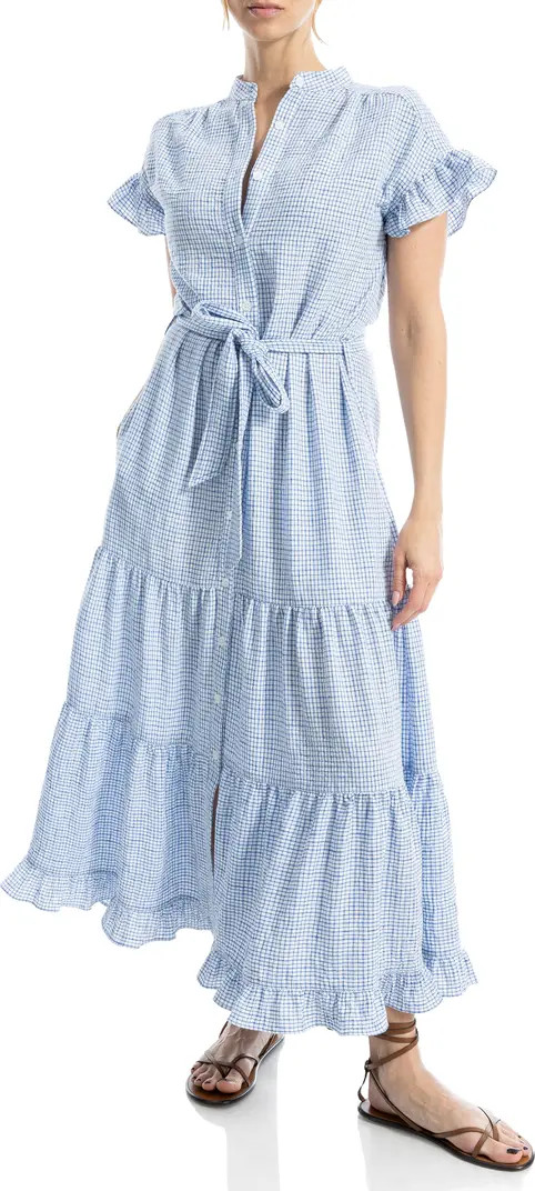 MAX STUDIO Ruffle Short Sleeve Tiered Maxi Shirtdress | Nordstromrack | Nordstrom Rack