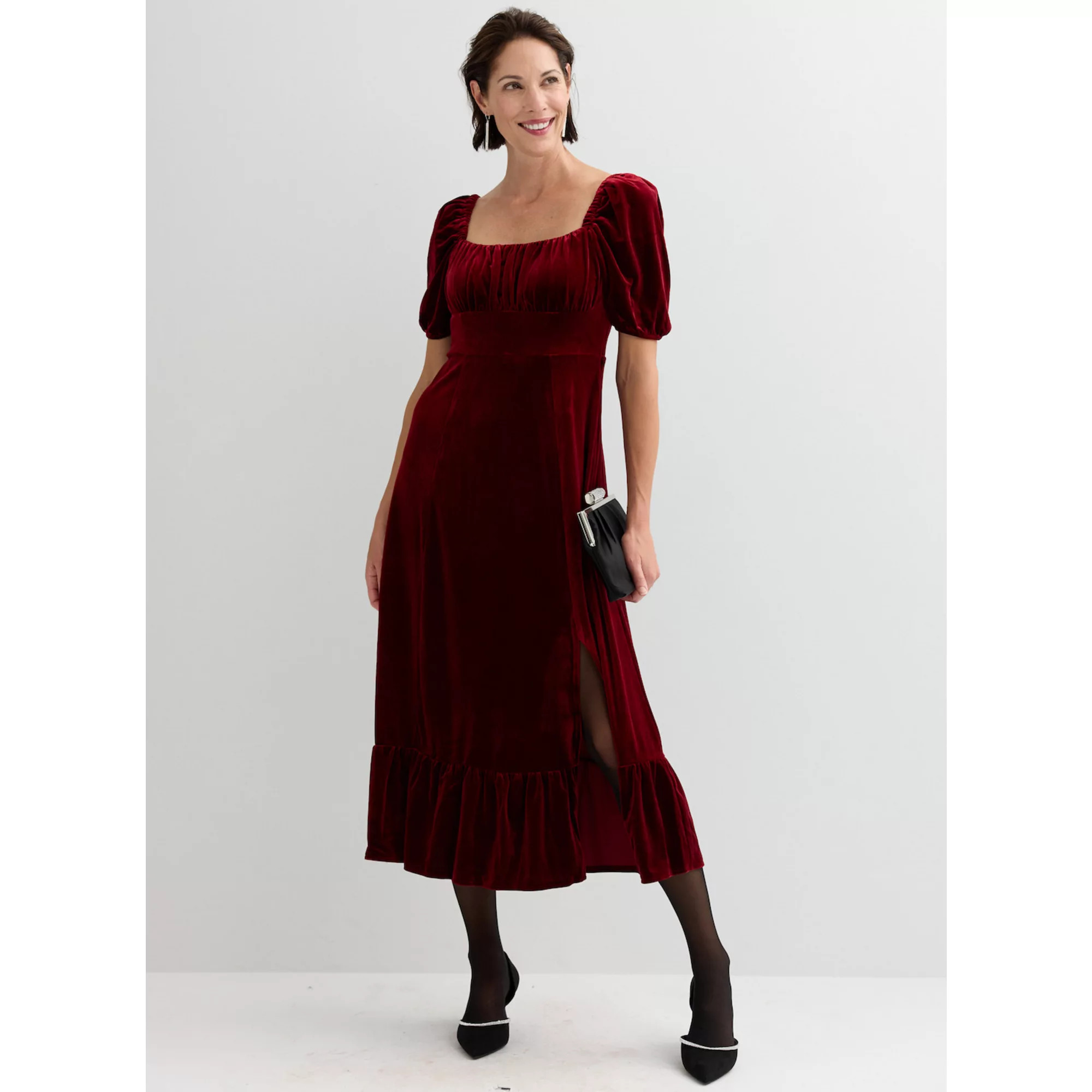 London Times Square Neck Velvet Midi Dress | Kohl's