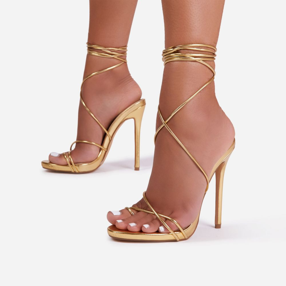 Gelato Lace Up Platform Heel In Gold Metallic Faux Leather | EGO Shoes (US & Canada)