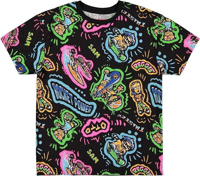 Nickelodeon Mens 90s Cartoon Shirt - Rocket Power Allover Print T-Shirt | Amazon (US)