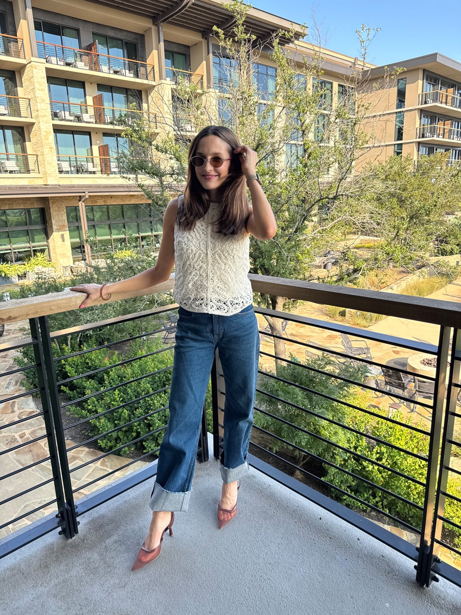 Welcome party outfit for LTK CON!! Abercrombie jeans ofcccc these are the dark grey hem ones & im wearing a size 26 for reference!! I cuffed them too!!

#LTKCon