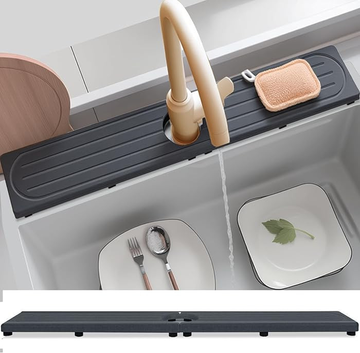 Fast Drying Stone Faucet Mat for Kitchen Sink with Raised Feet, Water Absorbent Diatomite Stone S... | Amazon (US)