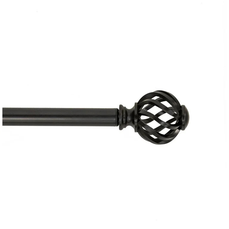 Mainstays 3/4" Black Twist Cage Single Curtain Rod, 30-84", Black | Walmart (US)