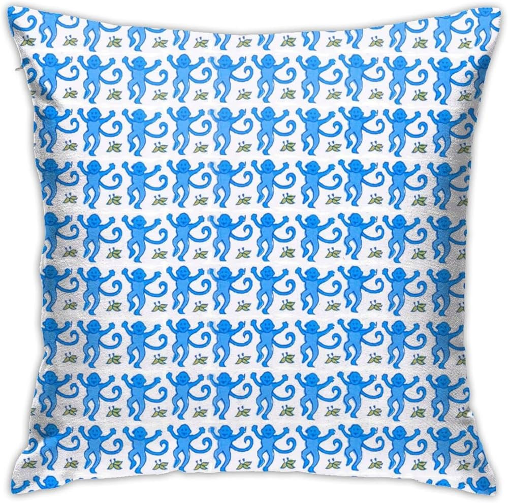 Austan Blue Monkey Throw Pillow Cover Square Pillow Case Soft Pillowcase Home Decor for Living Ro... | Amazon (US)