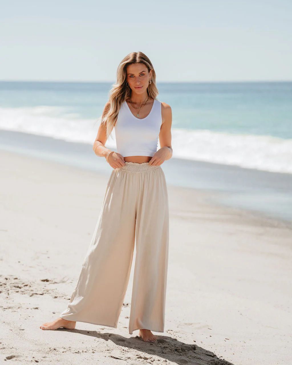 Taupe Smocked Wide Leg Pants | Pre Order | Magnolia Boutique