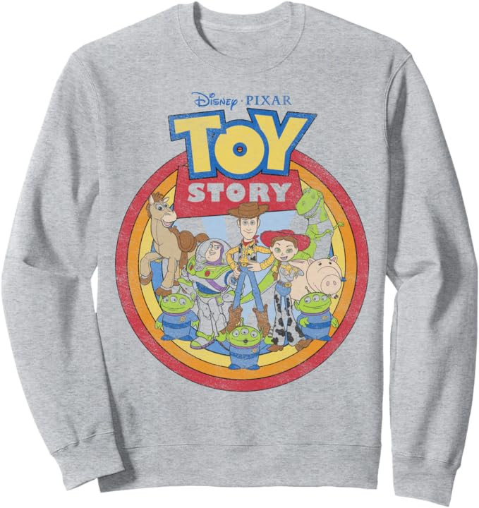 Disney Pixar Toy Story Vintage Circle Portrait Logo Sweatshirt | Amazon (US)