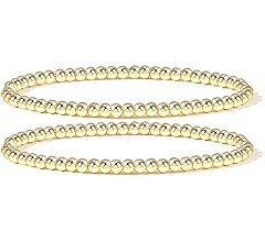 Elegance 11 designs 14K Gold Plated Bead Ball Bracelet Stretchable Elastic Gold Beaded Bracelets ... | Amazon (US)