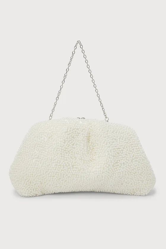 Glowing Glamour White Pearl Oversized Clutch | Lulus (US)