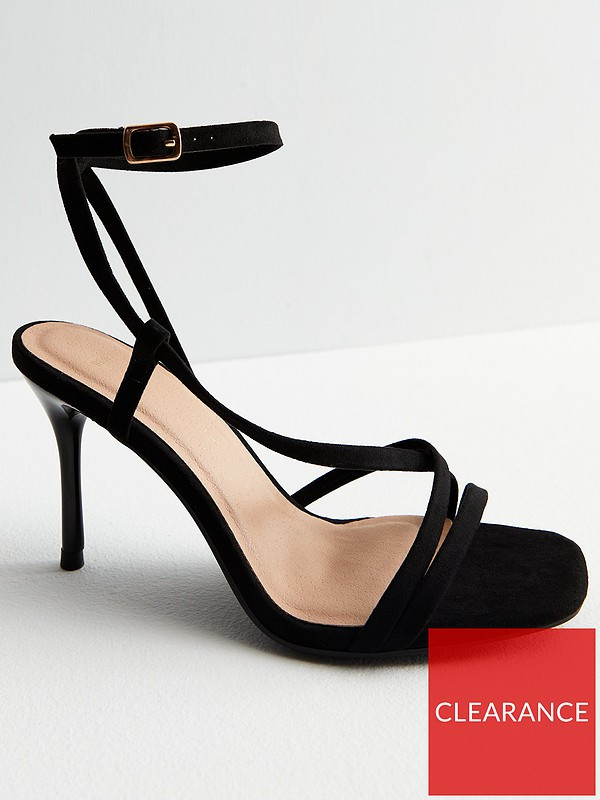 New Look Wide Fit Black Suedette Strappy Stiletto Heel Sandals | Very (UK)