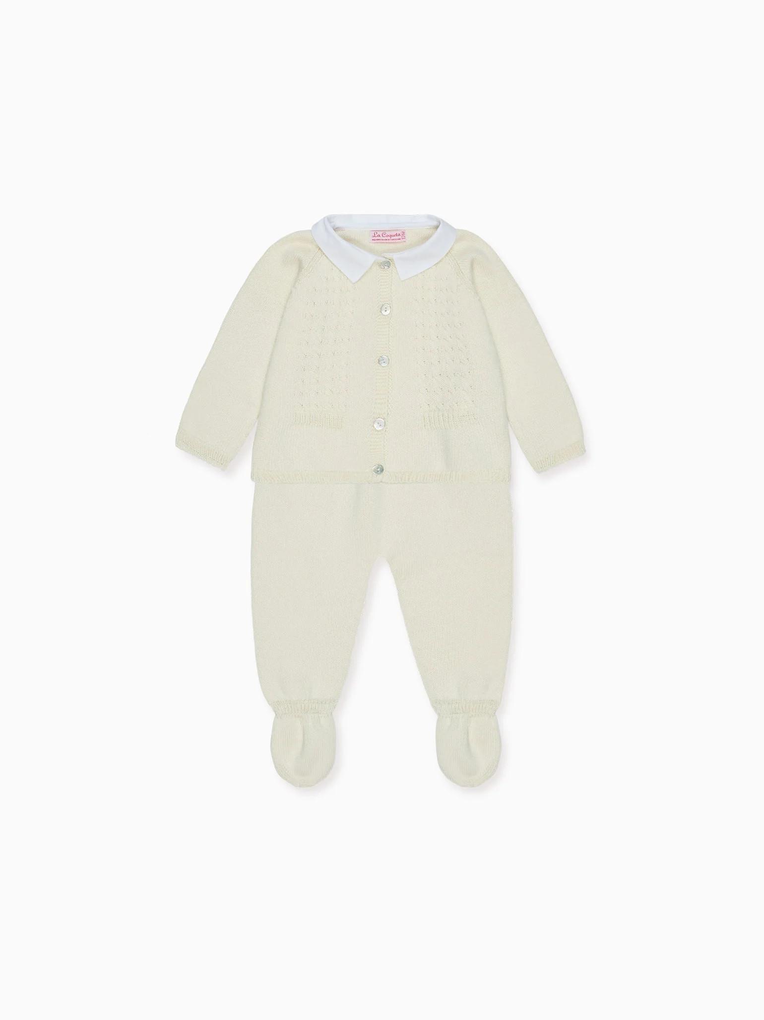 Ivory Marlo Cotton Baby Knitted Set | La Coqueta (US)