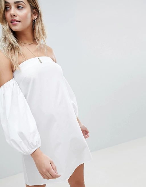 ASOS DESIGN Cotton Off Shoulder Mini Dress | ASOS UK