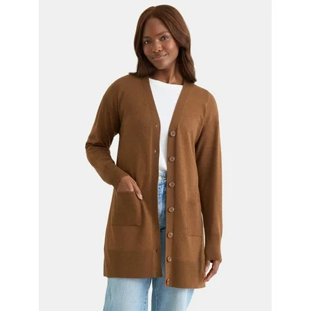 Time and Tru Women’s Button Front Cardigan Sweater, Sizes XS-XXXL | Walmart (US)