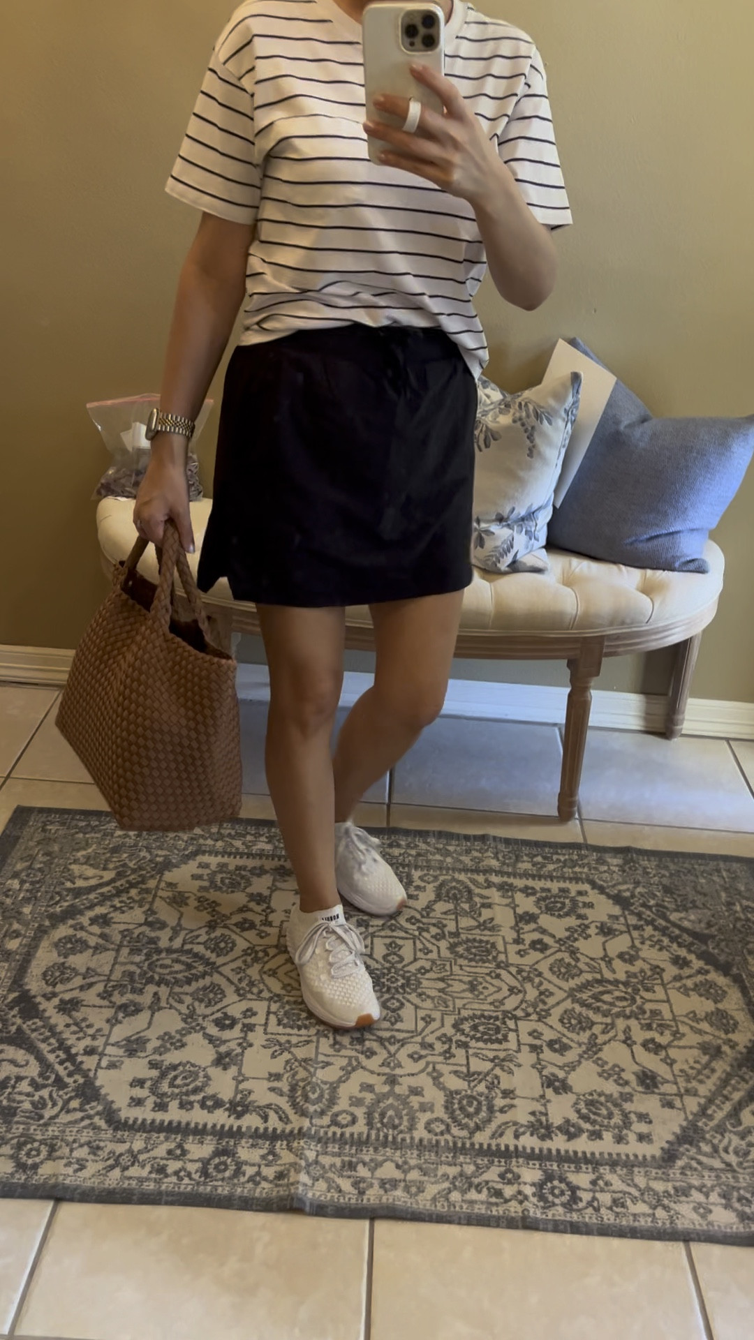 Travel outfit black Target skort
Summer
Athleisure 
Nobull sneakers
White
Naghedi st Barths tote
Cocoa
Bag
Two tone watch band

#LTKitbag #LTKFind #LTKshoecrush