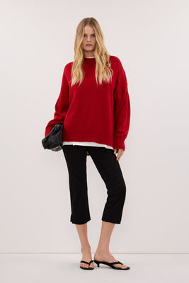 MILA BURNT RED CREW NECK KNIT JUMPER | DISSH
