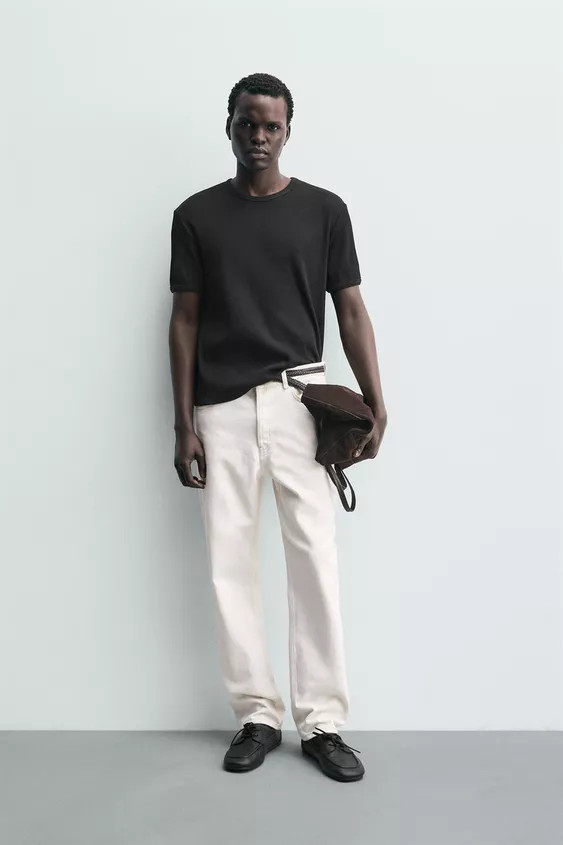 WAFFLE-KNIT TEXTURED T-SHIRT | Zara UK