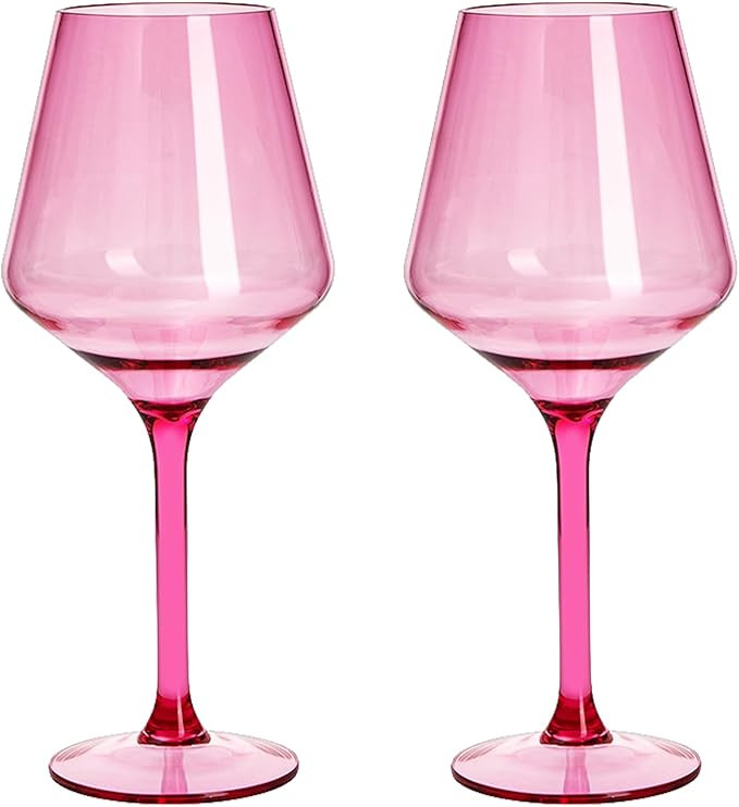 Pink Shatterproof Tritan Stemmed Wine Glasses, Acrylic Glasses Tritan Drinkware, Unbreakable | 2 ... | Amazon (US)