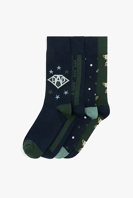 Australian Cotton Blend Top Dad Sock Pack of 4 | Country Road