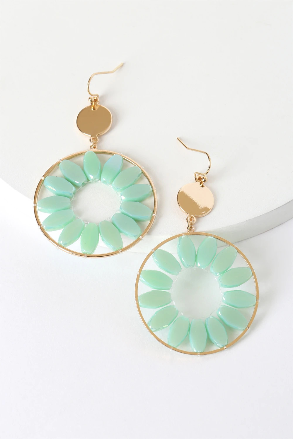 Chic for Spring Gold and Green Beaded Hoop Earrings | Lulus (US)
