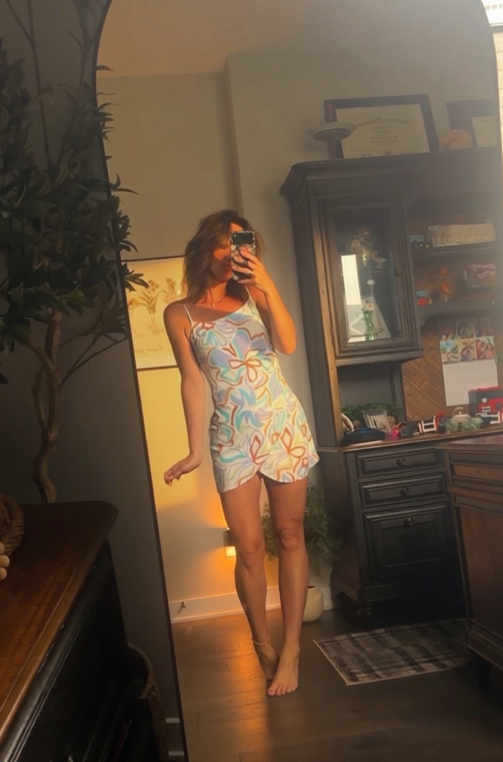The absolute cutest little sign dress. It is marked down to a major sale now as well, so if you are looking for a fun, pretty, little mini sundress, or could be used on a boat or as a swim, cover-up or something for any hot warm weather days, this is a good one. It is lightweight, has a zipper, and fits true to size. This is a small, but if between sizes, I would size up, especially if you need length. I am 55 with a long torso, and you can see where it hits.

#LTKOver40 #LTKSeasonal #LTKSwim