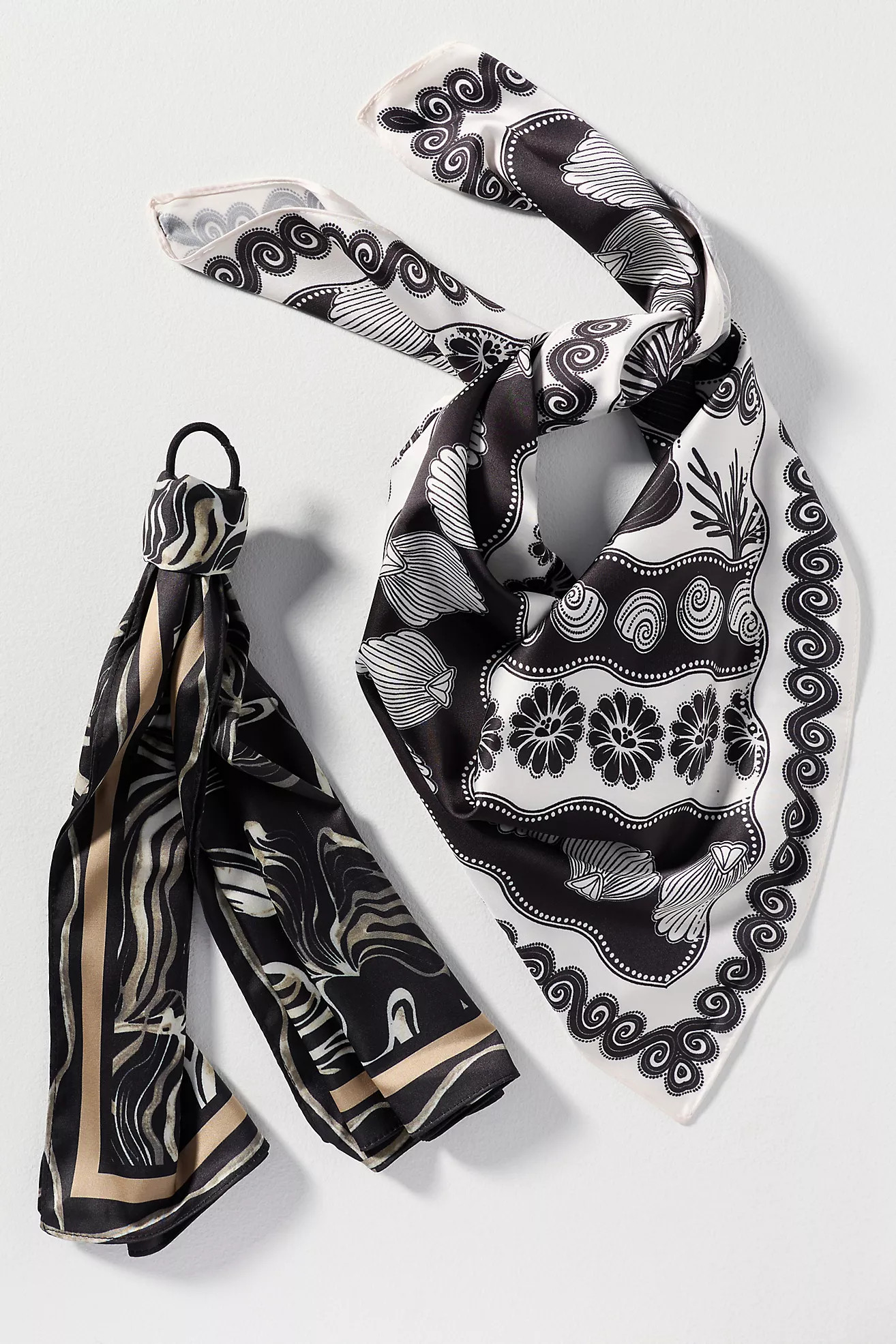 Neutral Patterned Hair Scarves, Set of 2 | Anthropologie (US)