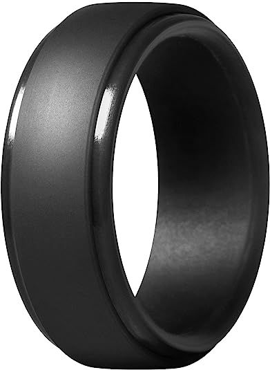Thunderfit Men's Silicone Ring, Step Edge Rubber Wedding Band, 10mm Wide, 2.5mm Thick | Amazon (US)