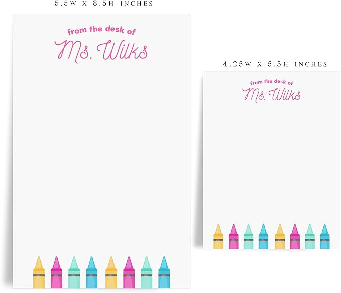 Personalized Stationery Notepad for Teachers, from The Desk of Custom 50 or 40 Sheet Pad with Cra... | Amazon (US)