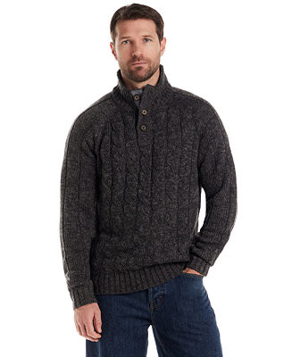 Men's Cable Knit Quarter Button Long Sleeve Sweater | Macy's