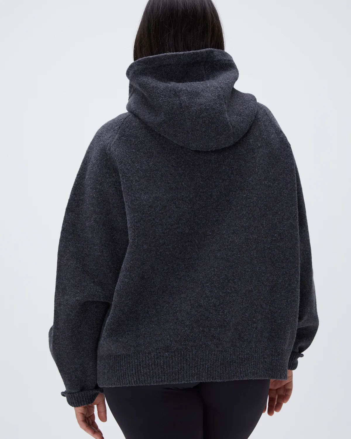 ADA Oversized Knit Hoodie - Dark Grey/Cream | Adanola UK