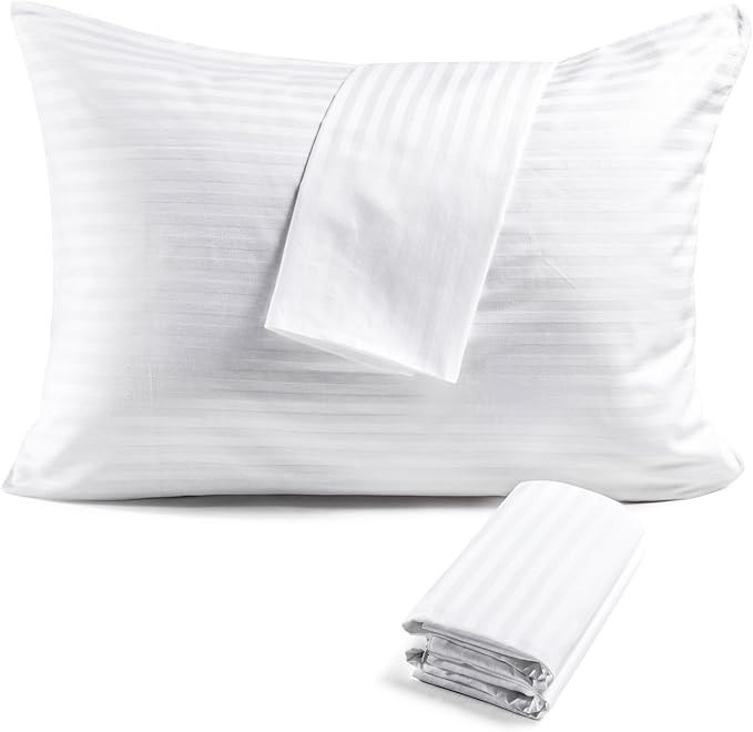 FAUNNA Zippered Pillow Protectors Cover Soft Comfortable Sateen 100% Long Staple Cotton Quiet and... | Amazon (US)